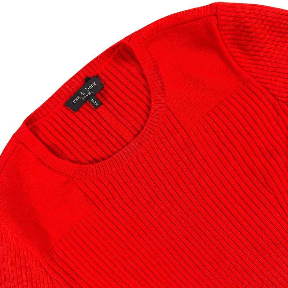 Rag & Bone Ribbed Knit Sweater Womens M Red Wool Blend Long Sleeve Thumbhole